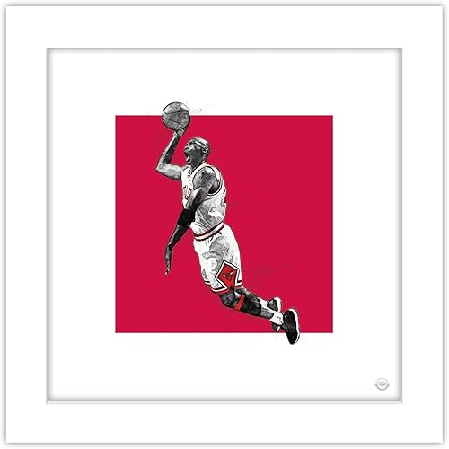 Trends International Gallery Pops Michael Jordan - Póster de arte de pared con diseño de boceto artístico 12 x 12 pulgadas versión de marco blanco