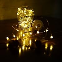 Vista 4 de Decorman Paquete de 10 luces solares para botellas de vino, 10 luces LED impermeables con forma de corcho de cobre para bodas, Navidad, exteriores