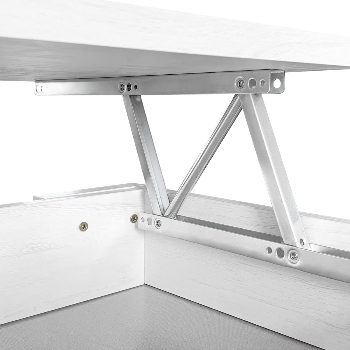 Somnia Descanso - Mesa de Centro Elevable, Mesita de Salón o Comedor, Acabado en Color Gris Polar, Medidas: 90 cm (Ancho) x 50 cm (Fondo) x 46-57 cm (Alto)