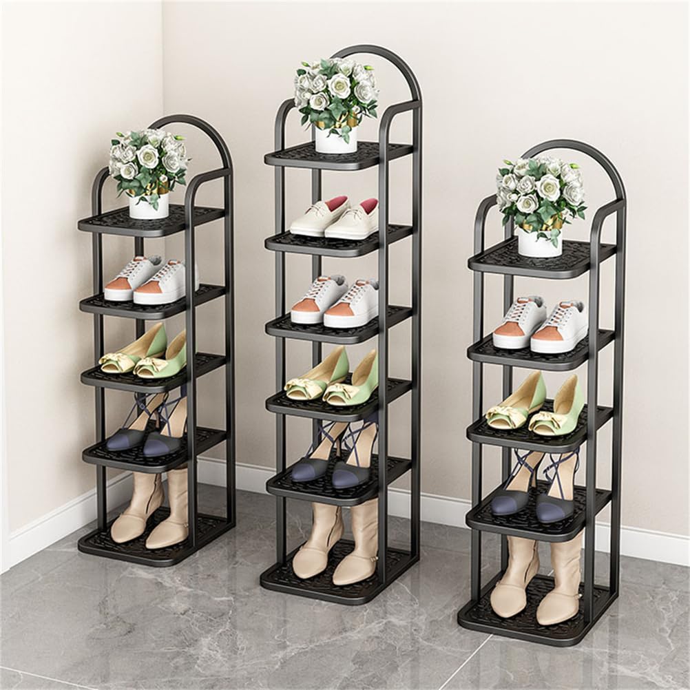 Zapatero Vertical Resistente, Organizador de Zapatos Alto de Metal, Estante esquinero para Zapatos Que Ahorra Espacio, Estante para Zapatos Independiente, para Entrada, Dormitorio, Dorado (6layer)