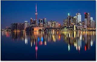 Large Framed Toronto Wall Art View of Toronto Wall Decor Night of City Painting For Livingroom Bedroom Decoration Framed Painting Ready to Hang