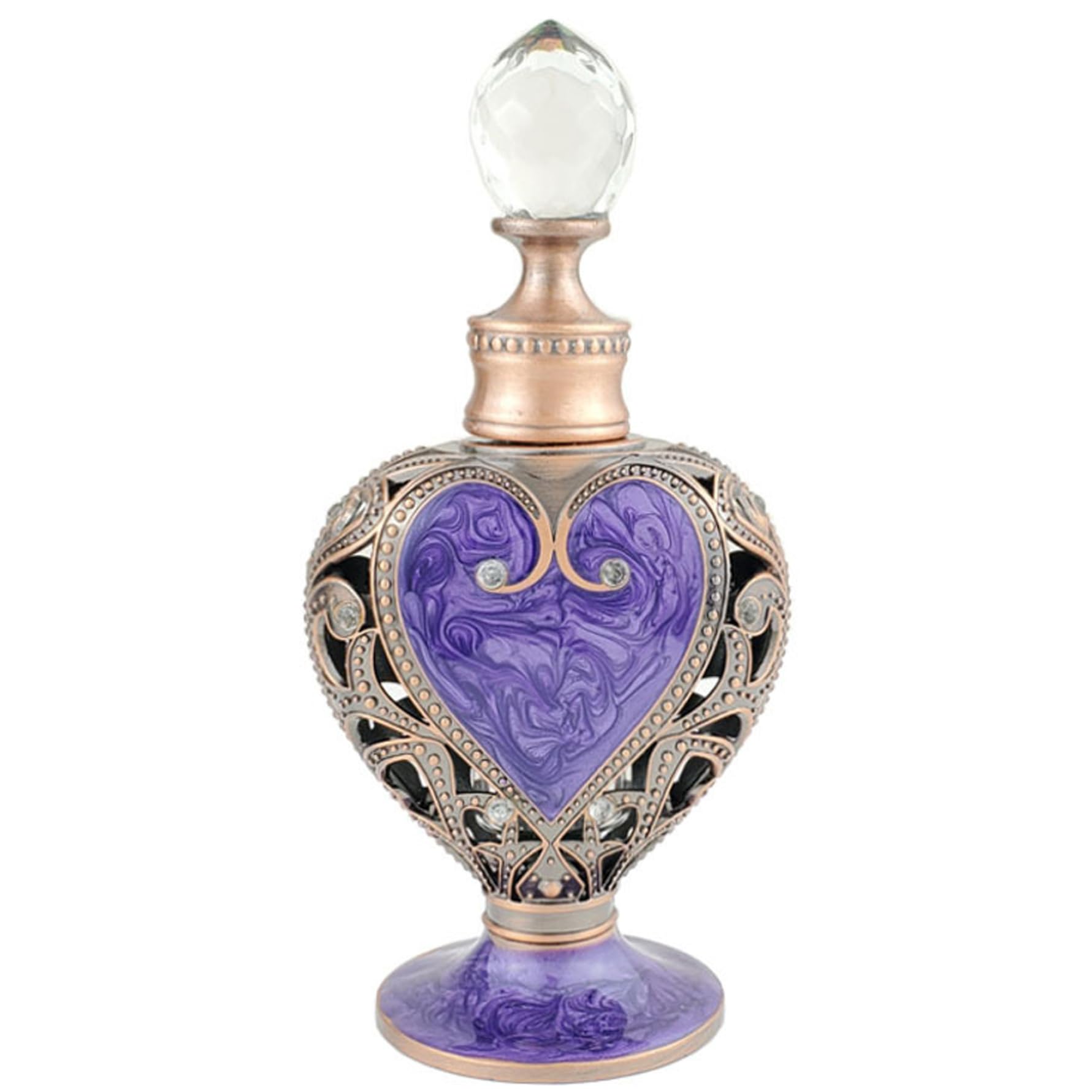 Uanqfegy 12ml Purple Vintage Crystal Perfume Bottle, Exquisite Refillable Metal Empty Container for Women's Fragrance