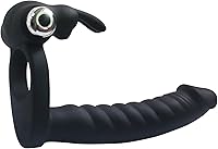 Vista 6 de Doble penetración vibratoria doble consolador con anillo de polla penetrador para hombres, parejas, enchufe anal, enchufe sexual de silicona