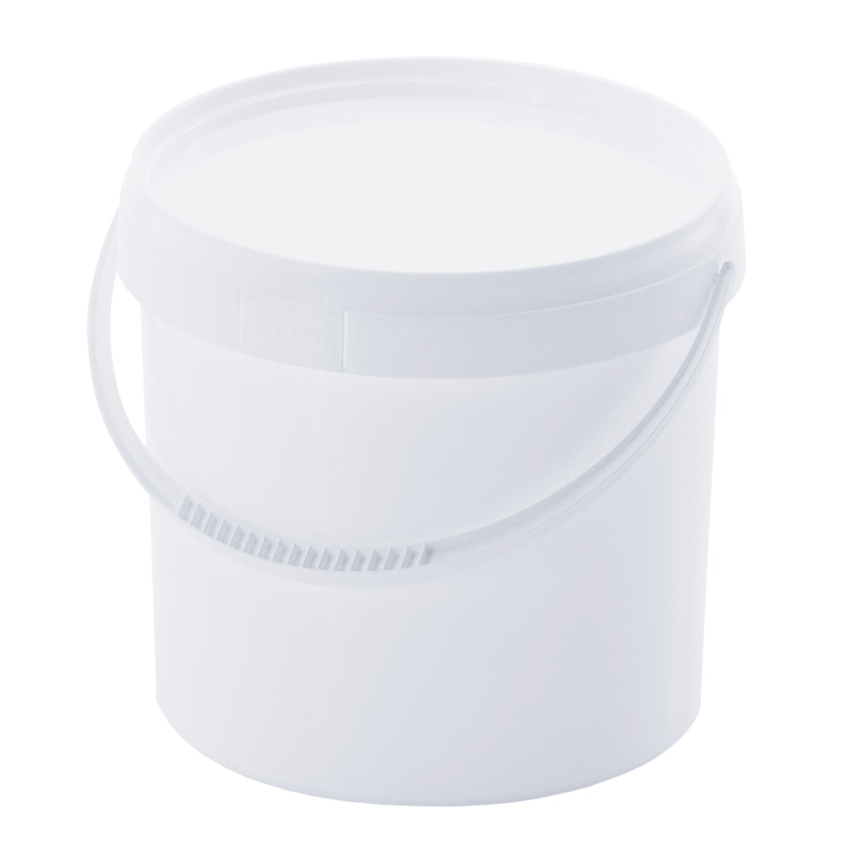plasteo® 50 x 5 Liter Kunststoffeimer Behälter Kübel mit Schnappverschlussdeckel und Henkel | Lebensmittelechter Kunststoff | Stabil und Stapelbar | Fest Verschließbar | BPA Frei | Weiss