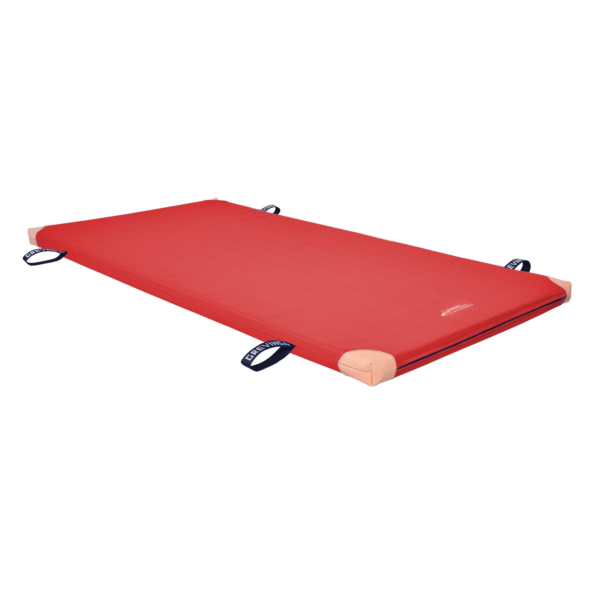 Grevinga Fun - RG 35 Soft Tappetino morbido da ginnastica, con angoli in pelle e impugnatura per il trasporto, ROT, 200 x 100 x 6 cm