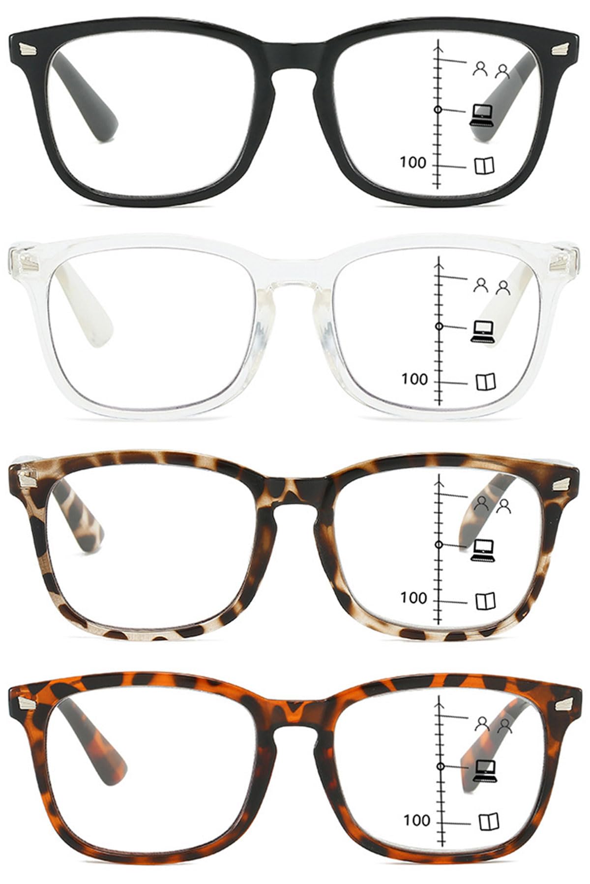 KOOSUFA Gleitsicht Lesebrille Gleitsichtbrille Progressive Multifokus Herren Damen Anti-Blaulicht Lesebrillen Klassische Lesehilfe Arbeitsplatzbrille 1.0 1.5 2.0 2.5 3.0 3.5 4.0