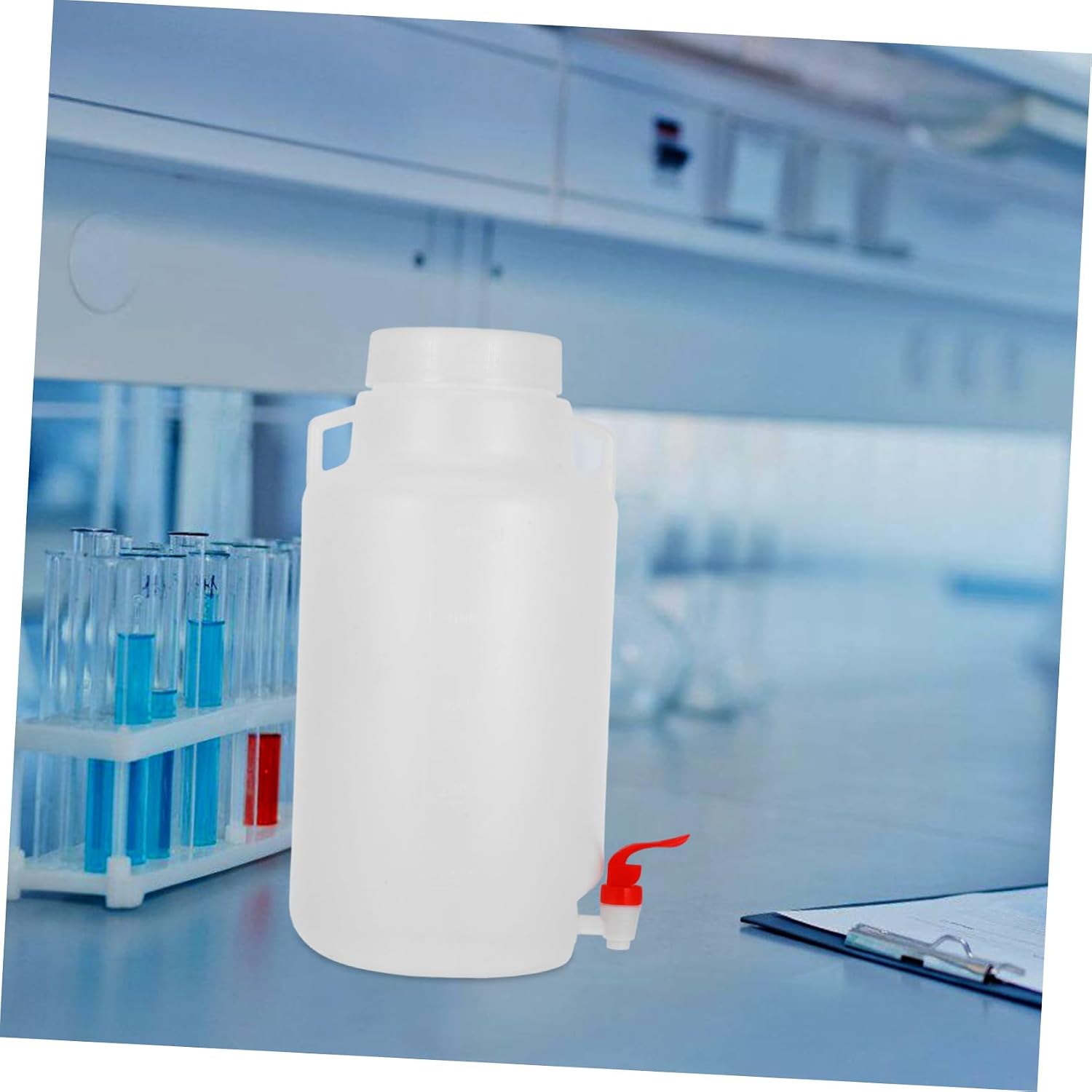SOLUSTRE Plastic Water Dispenser with Spigot Leakproof Lab Reagent Storage Bottle Observation Design for Easy Monitoring Laboratory Use