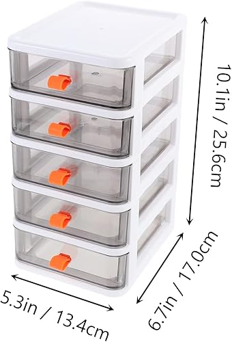 Miniatura 2 de VORCOOL Organizador de cajones de escritorio, 5 cajones, cajones de almacenamiento, papelería, cajón, organizador personal de oficina, contenedores