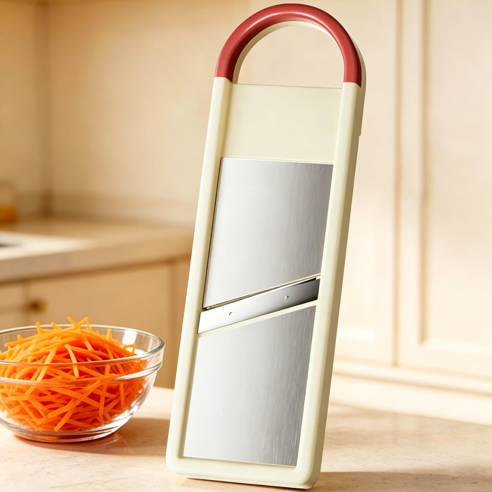 Multifuncional Cortador de Verdura Manual, Mandolina de Cocina Profesional con Recipiente, Protección Integral 360°, Patas Antideslizantes Que Garantizan Funcionamiento Estable