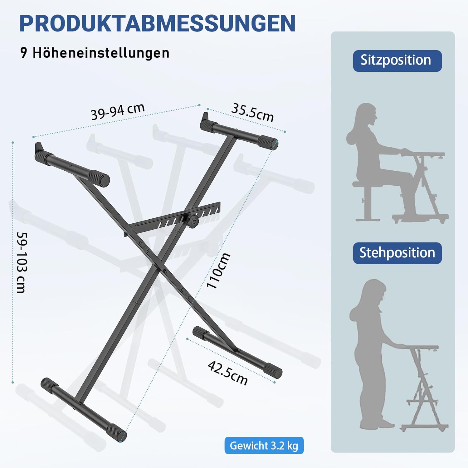 Billentyűzet állvány állítható magasság és szélesség