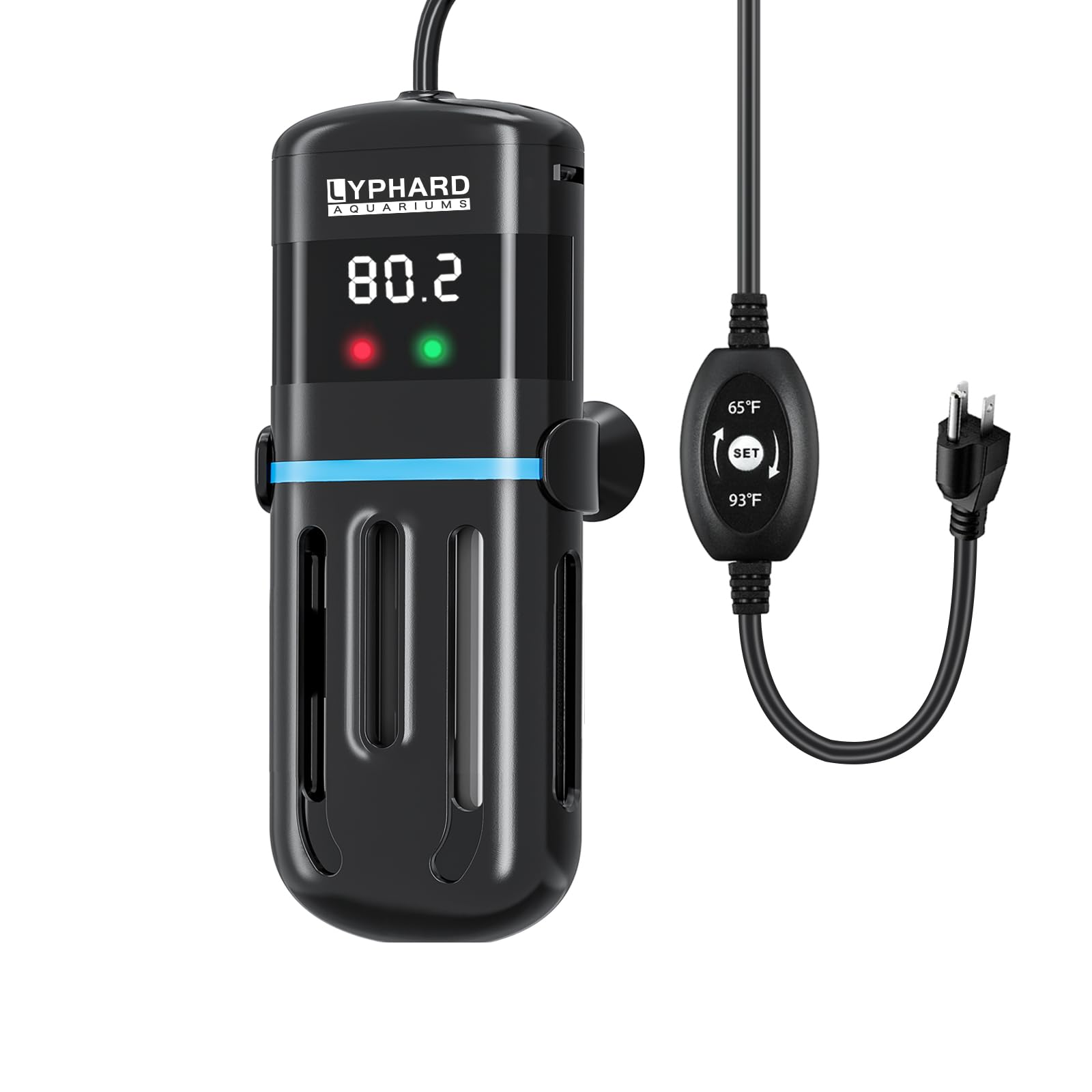 LYPHARD AQUARIUMS Elektronische Aquarium-Heizung, 300 W, kleine Aquariumheizung, verstellbare Tauchheizung, PID-Temperaturregelung mit LED-Digital, wassertrocken, automatische Abschaltung für frisches