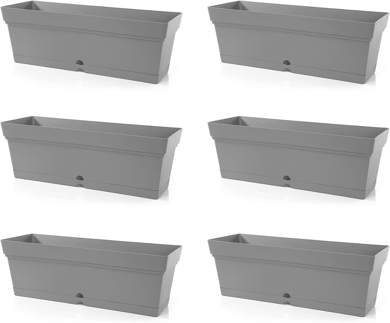 Mintra Window Box Planters 6 Pack BULK (Grey 6pk