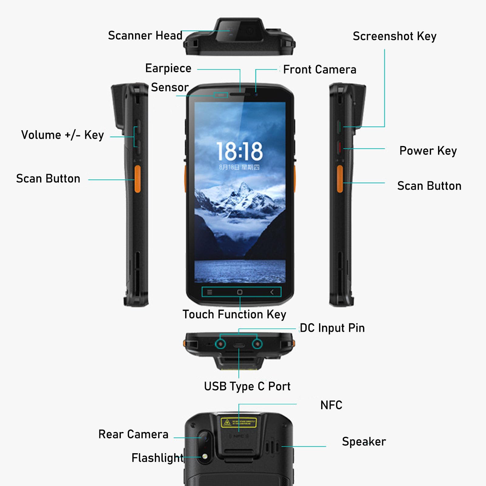 Hyuduo Palmare Portatile Resistente 14, Touchscreen da 5,45 Pollici