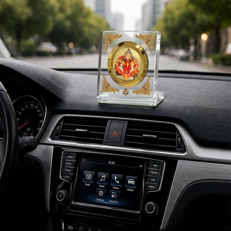 Image of DIVINITI 24K Gold Plated Religious Car Dashboard Frame | Premium God Idol Frame for Car, Home Mandir & Office Table | Spiritual Gift, Decorative Showpiece