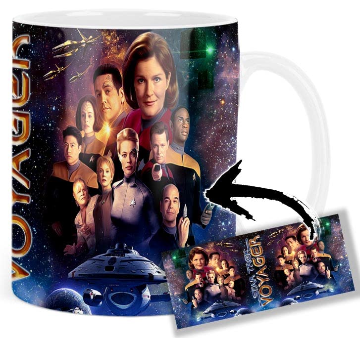 MUGSVILLE Star Trek Voyager Kate Mulgrew Robert Beltran Jeri Ryan Taza Blanca White Mug 325ml...