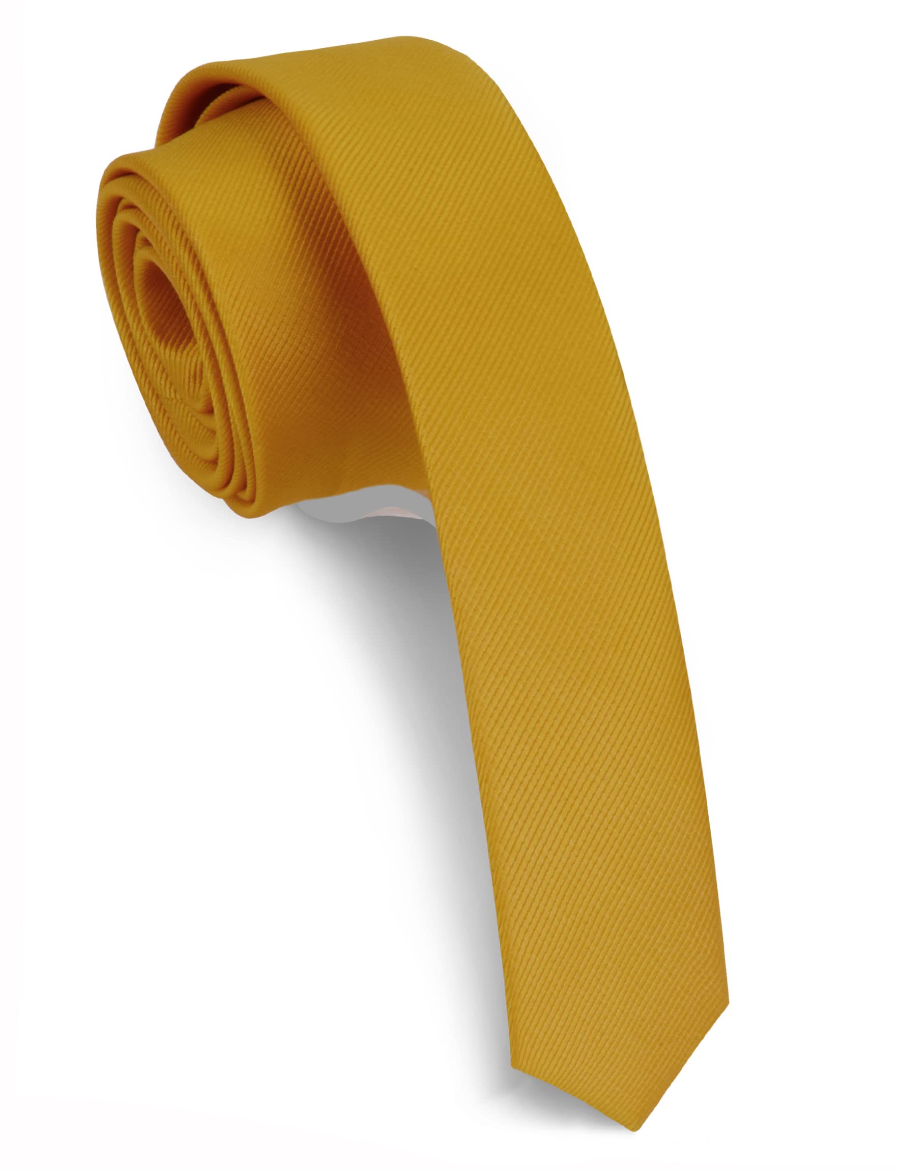 Gusleson Solid Ties For Men Slim Gold Neckties Silk Skinny Tie (UK0801-15)