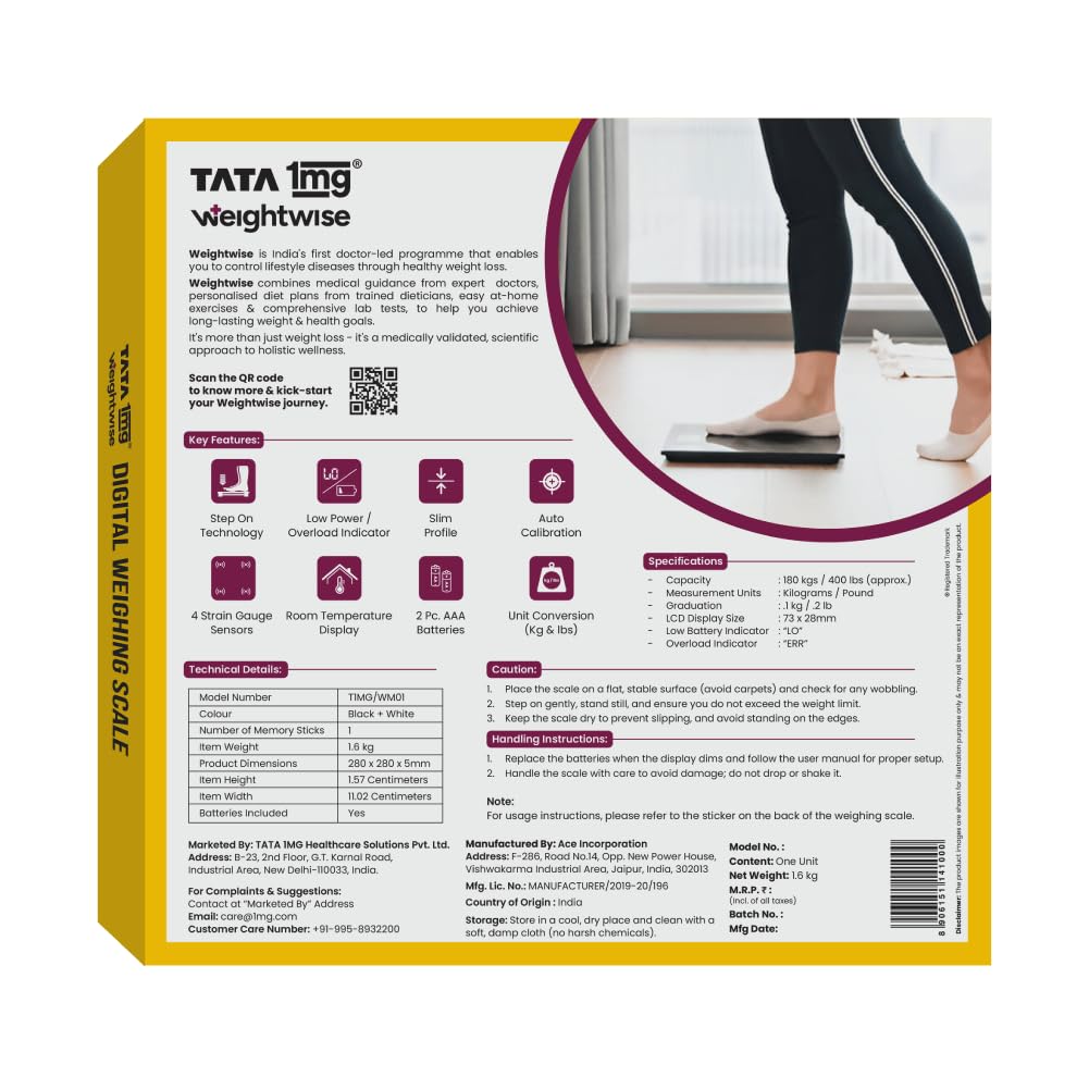 Buy Now Tata 1Mg Weightwise Digital Weighing Scale | 180Kg Capacity,... 1 Buy Now Tata 1Mg Weightwise Digital Weighing Scale | 180Kg Capacity,...