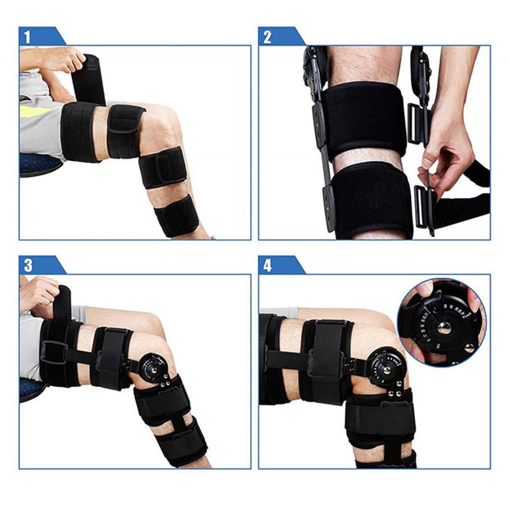 Tutore per Ginocchio Rom Incernierato, Tutore per Ginocchio Operativo per Stabilizzazione del Recupero, Stabilizzatore di Supporto Ortopedico Regolabile, Staffa di Fissa,Small