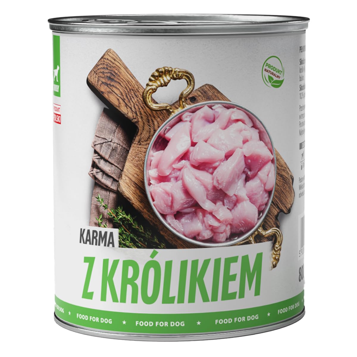 TufTuf Mokra Karma dla Psa, Mielonka z Królikiem, 800g, Dla Dorosłych Psów, Puszka, Pełnoporcjowa, Z Olejem Lnianym, 65% Mięsa