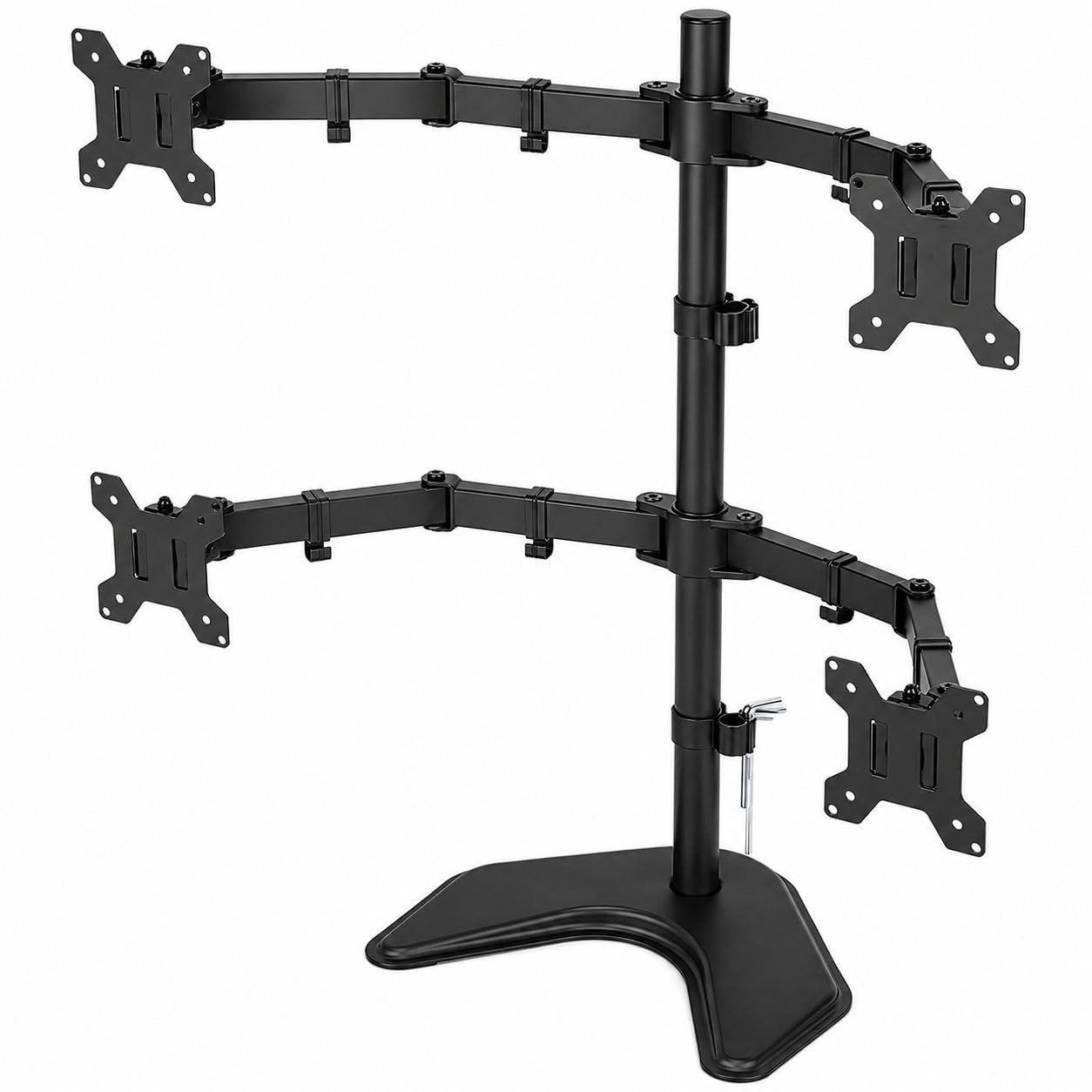 Techly 027590 Supporto da Scrivania per 4 Monitor 13-27" con Base Nero