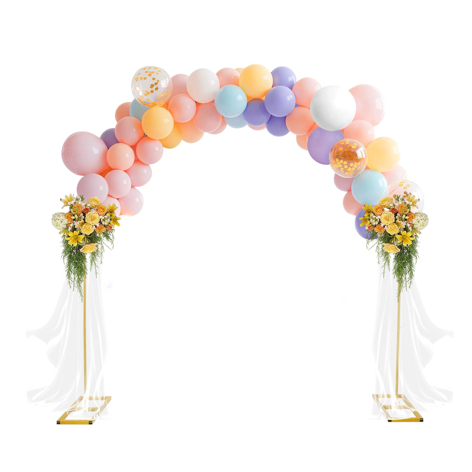 Ballonbogen, Dekoration, Gold, 2,3 m, Metallbogen, Hochzeit, Party, Geburtstag, Eisenstruktur für die Dekoration von Partys drinnen und draußen
