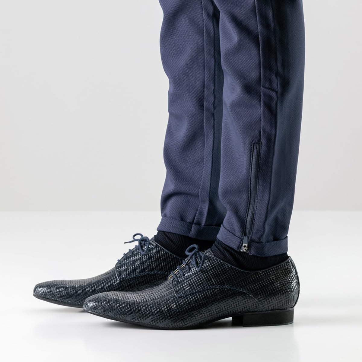 Werner Kern Herren Tanzschuhe Ravenna 28043 - Leder Grattato Blu - Normalweite - 2 cm Standard Absatz - Made in Italy