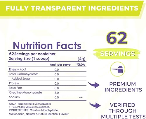 Miniatura 3 de Ins Creatina Monohidrato Polvo Cola, paquete de 250 gm, (62 porciones)