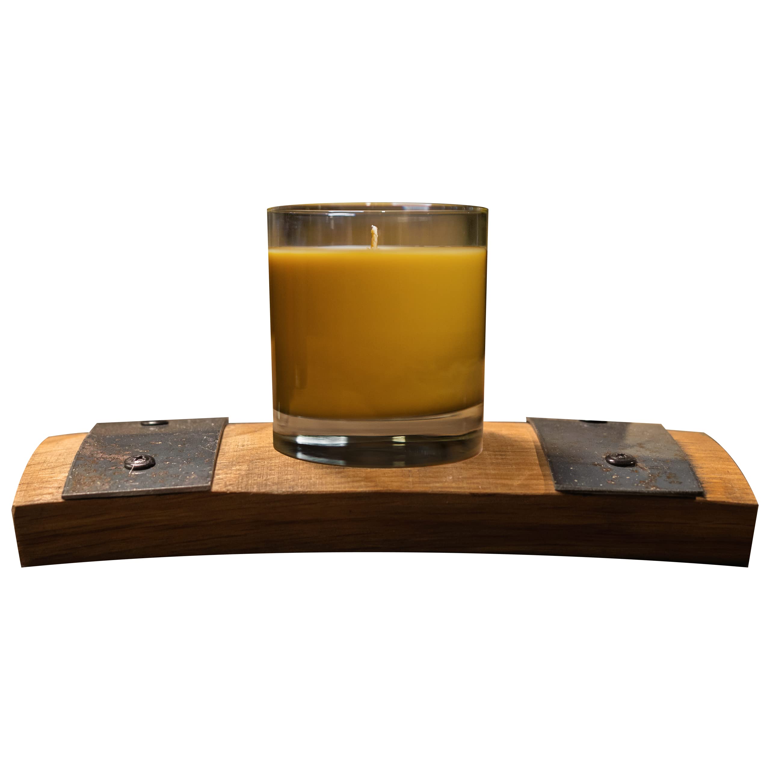 Midwest Barrel Company Authentic Whiskey Barrel Stave Candle Holder (Holder & Whiskey Neat Candle)