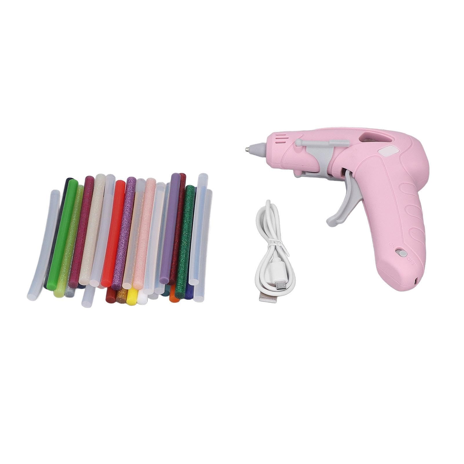 Fyearfly Mini Pistola de Silicona Caliente, Pistola de Silicona Inalámbrica USB Recargable con 30 Barras de Pegamento Precalentamiento Rápido para DIY Reparaciones Decoraciones