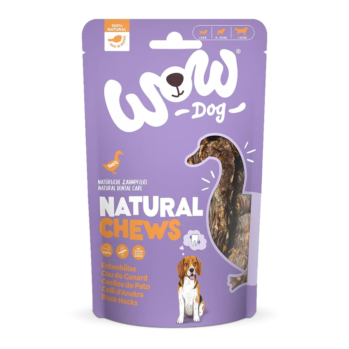 WOW Dog Entenhälse 3 x 250g | für natürliche Zahnpflege & Beschäftigung