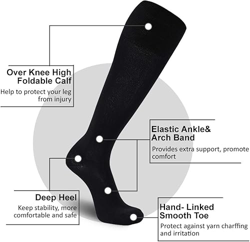 Miniatura 4 de FOOTPLUS Calcetines de béisbol y sóftbol, unisex, por encima de la rodilla, sólidos, deportivos, rugby, fútbol, regreso a casa