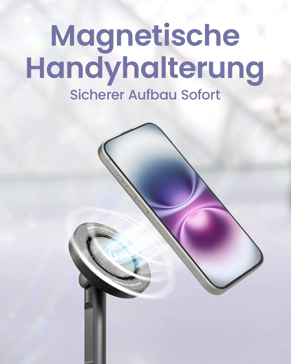 KraftGeek 168cm Handy Stativ Kompatibel mit MagSafe, Automatischer Selfie Stick mit Abnehmbarer Fernbedienung, Ausziehbares Tripod Stativ für Smartphone Kompatibel mit iPhone/Samsung/Android, Schwarz