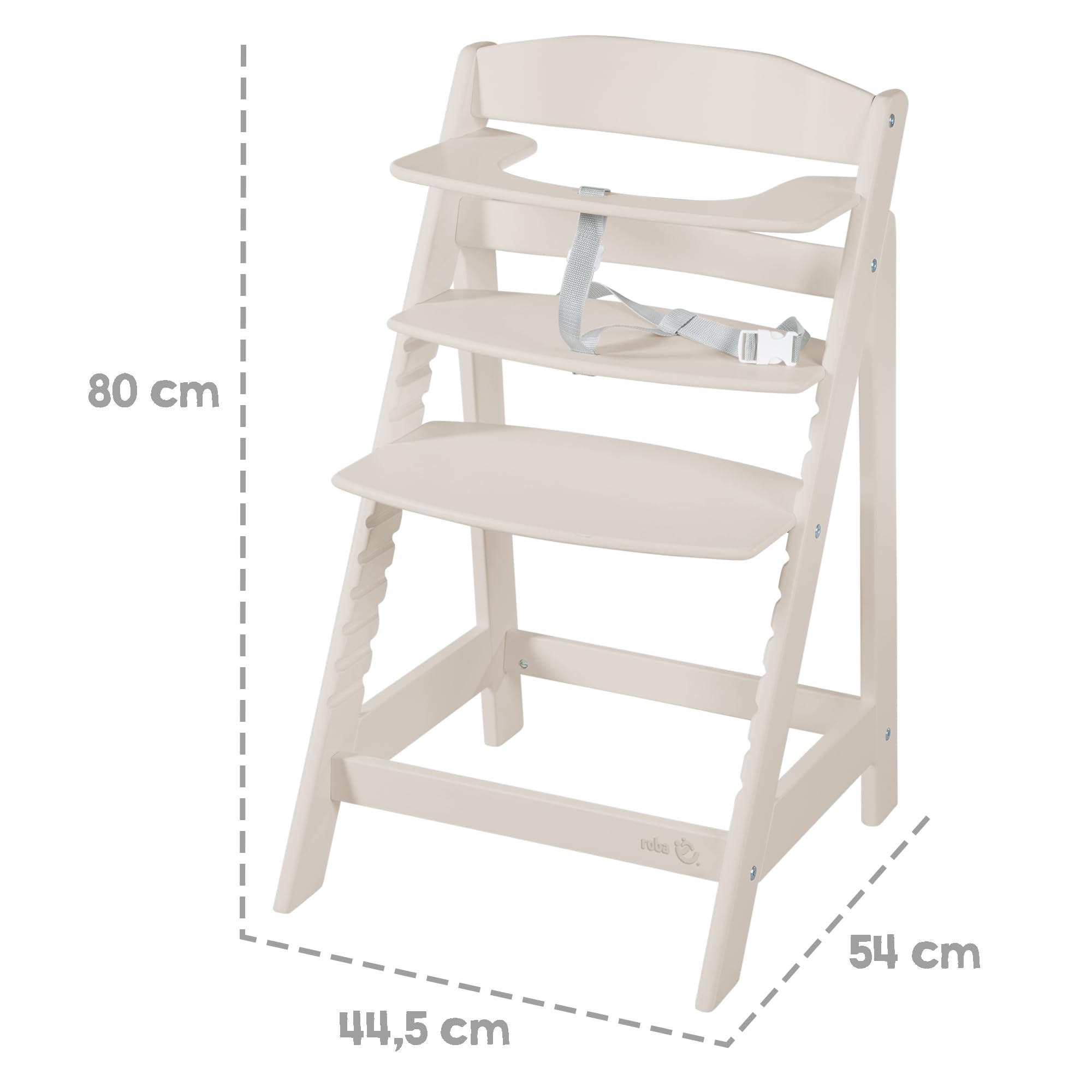 roba Seggiolone Pappa per Bambini e Neonati Sit Up Flex - Evolutivo - dalla Nascita fino alla Fanciullezza - Robusto ed Ergonomico - Legno Laccato - Beige/Cashmere