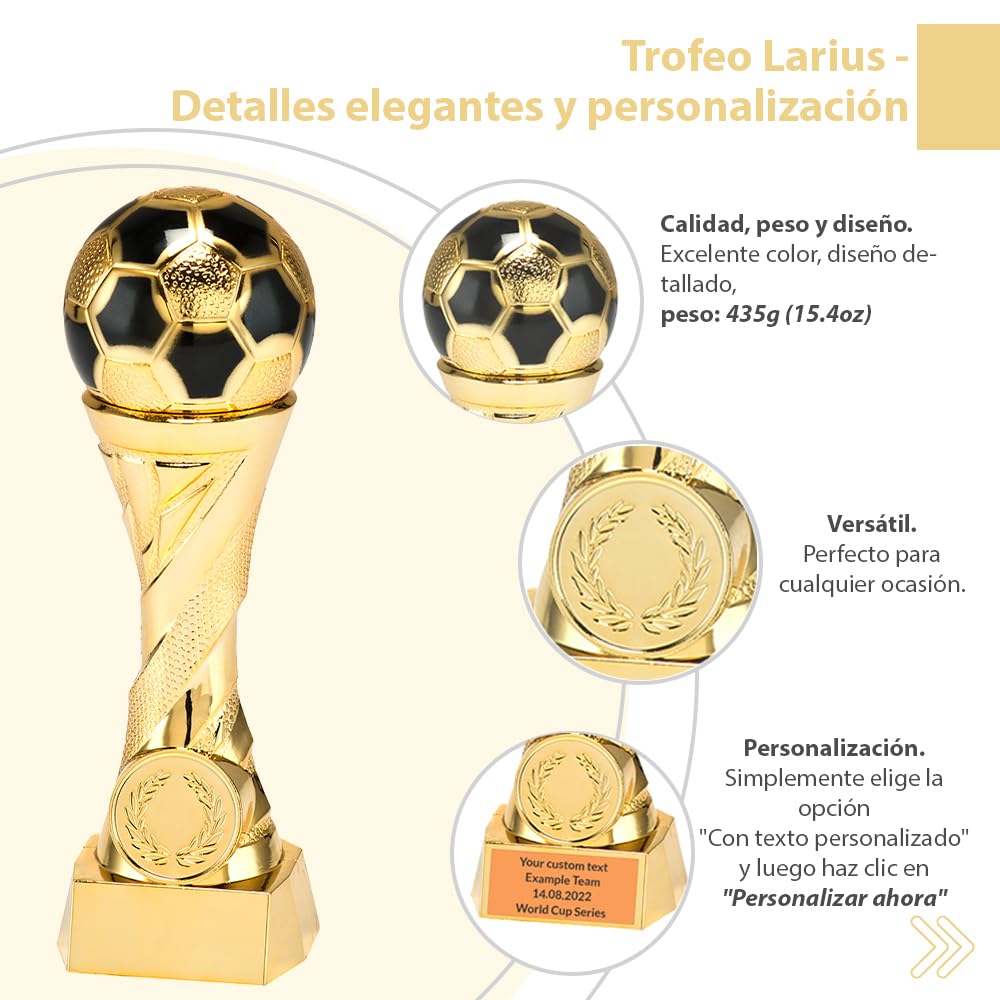 Larius Trofeo de fútbol en Oro y Plata con Grabado Personalizado - 4