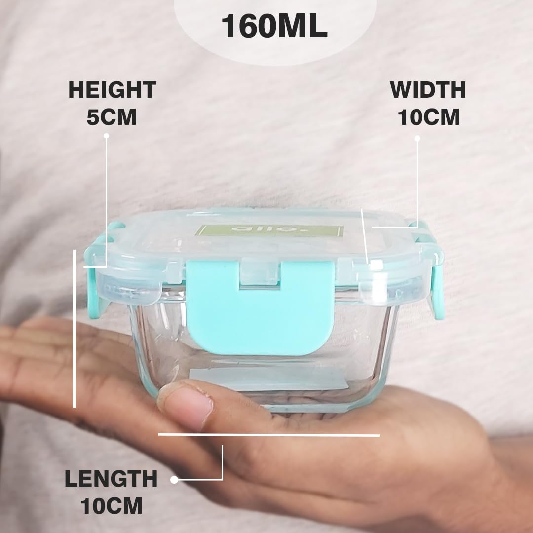 Allo Recipientes de vidrio seguros para alimentos con tapas con bloqueo sin roturas, recipientes aptos para horno y microondas, recipientes de almacenamiento de alimentos de vidrio de borosilicato