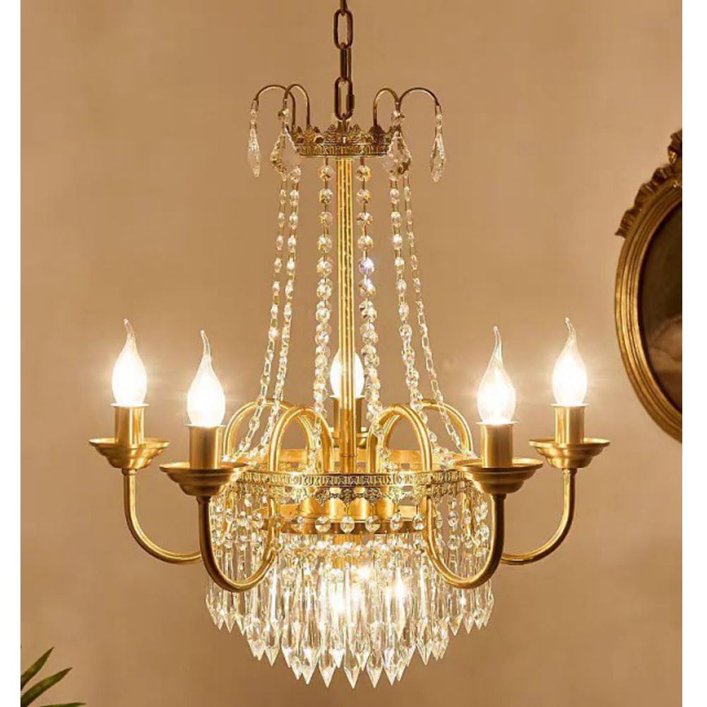 Lustre en cuivre et cristal luxe pour salle à manger chic