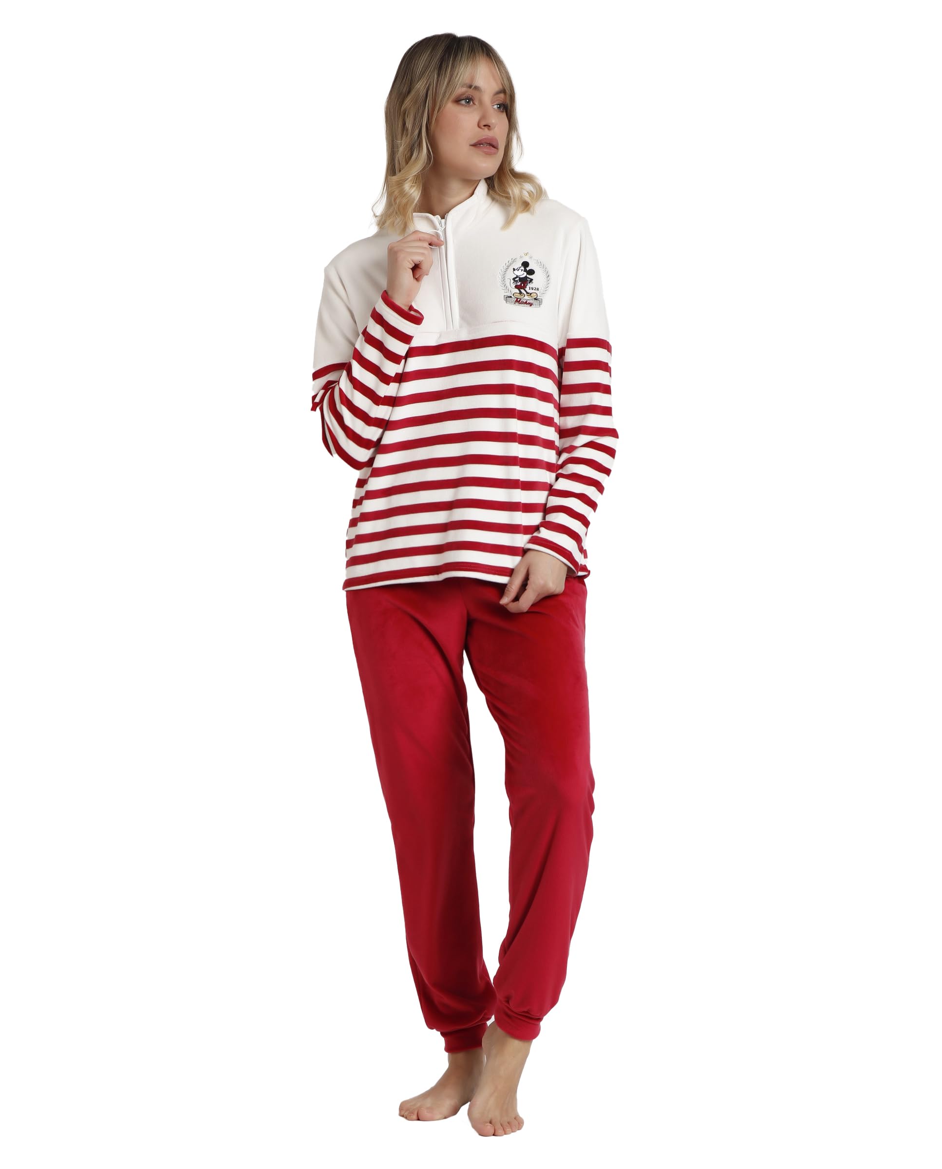 Disney Pijama Manga Larga Rayas King Mickey para Mujer