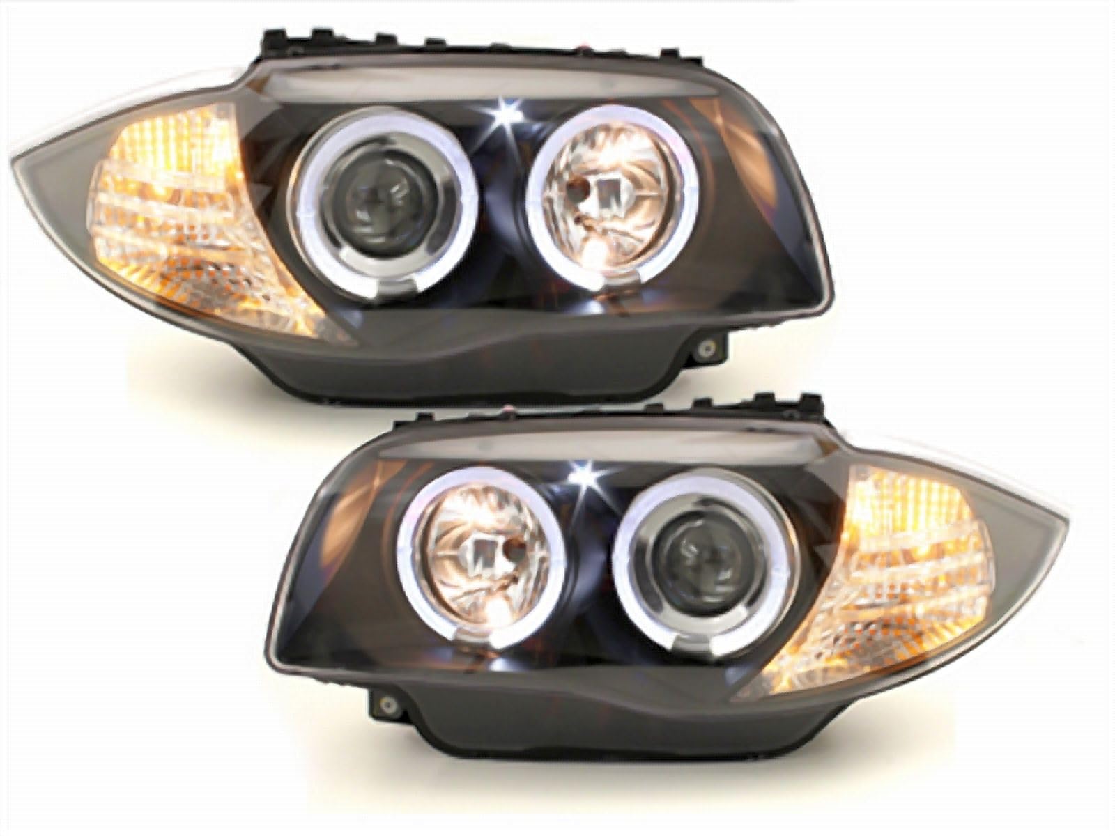 LED Angel Eyes Scheinwerfer Set für BMW 1er E87 E81 E82 E88 2004-2011 schwarz