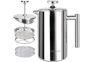 12oz French Press Coffee Maker by Secura: Insulated, 304 Grade Stainless Steel...