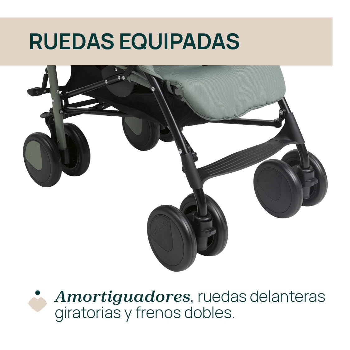 Chicco Echo Lite, Silla de Paseo Bebé Ligera, 0+ Meses-22 Kg, Respaldo Reclinable en 4 Posiciones, Asiento Espacioso, Paragolpes, Cierre Paraguas, Frenos Gemelos y Ruedas Delanteras Giratorias, Verde