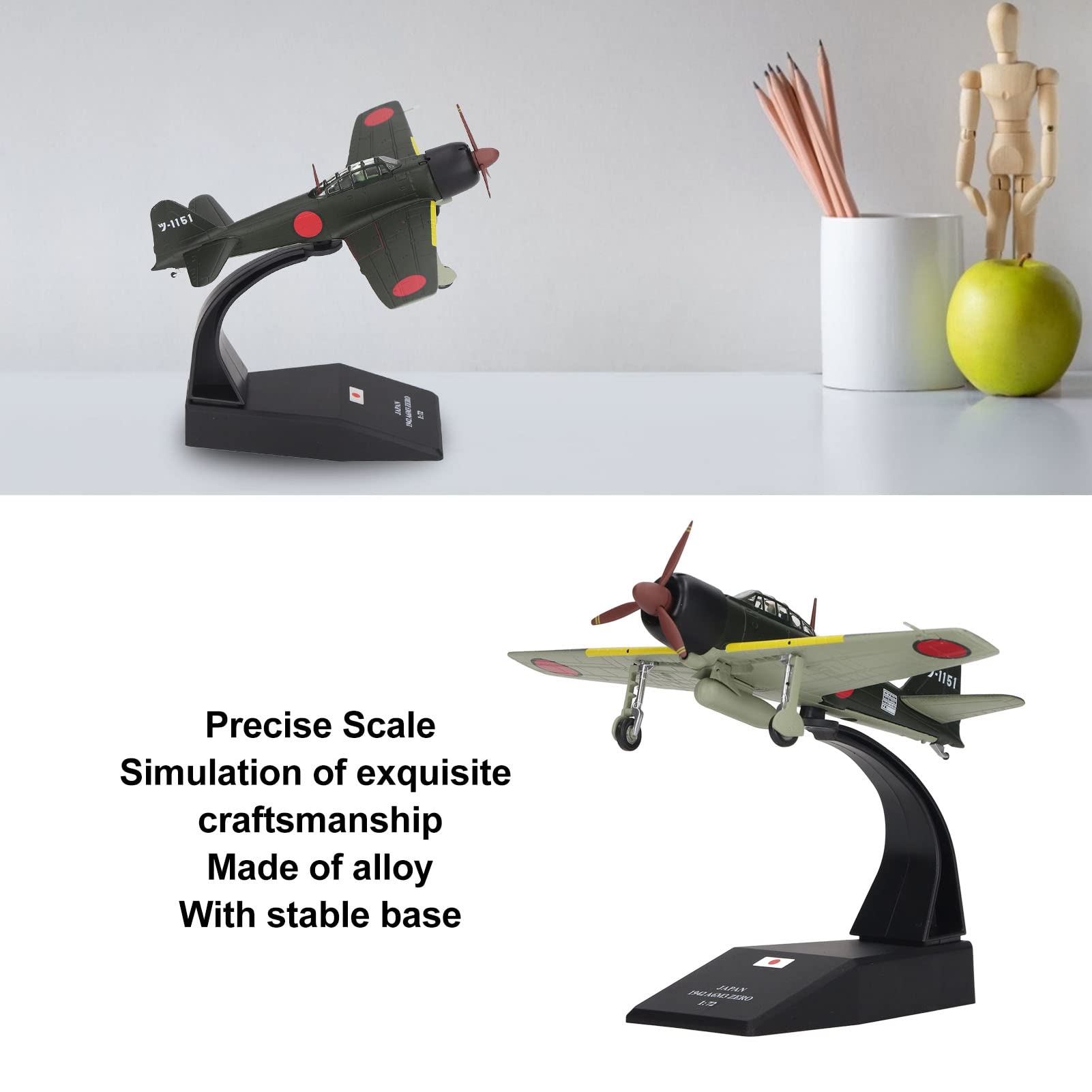 1:72 Alloy Fighter Airplane Model with Stand, Detailed Diecast