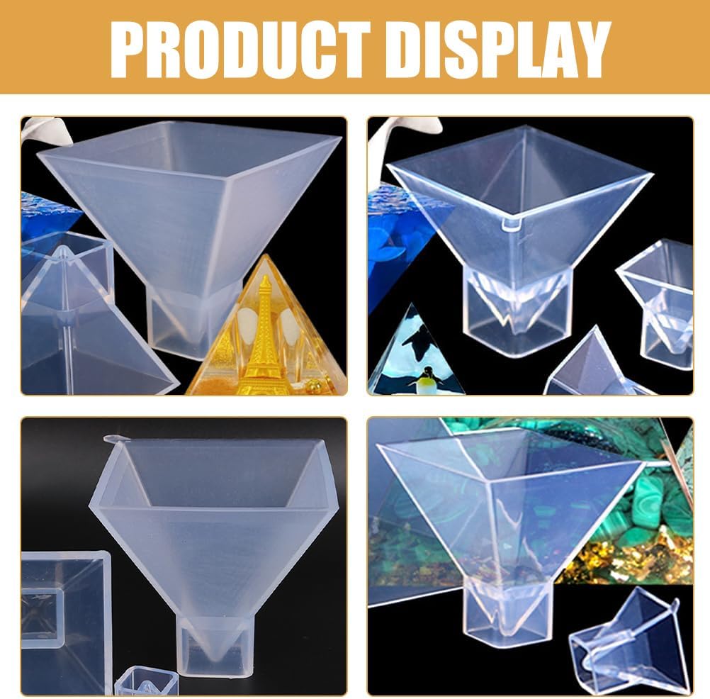 VILLCASE 5 Pcs Silicone Pyramid Mold for Resin Casting 14.96X2.99X2.99In Flexible Clear Pyramid Shape Mold for DIY Crafts Jewelry Making Desktop Decorations