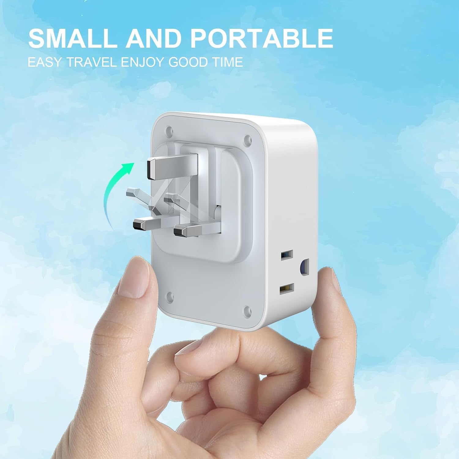 US to UK Plug Adapter, Foldable UK Travel Adapter with 4 AC Outlets 4 USB Ports(2 USB C), Type G Power Adapter for USA to Ireland England British Scotland London Hong Kong Singapore(1 Pack)