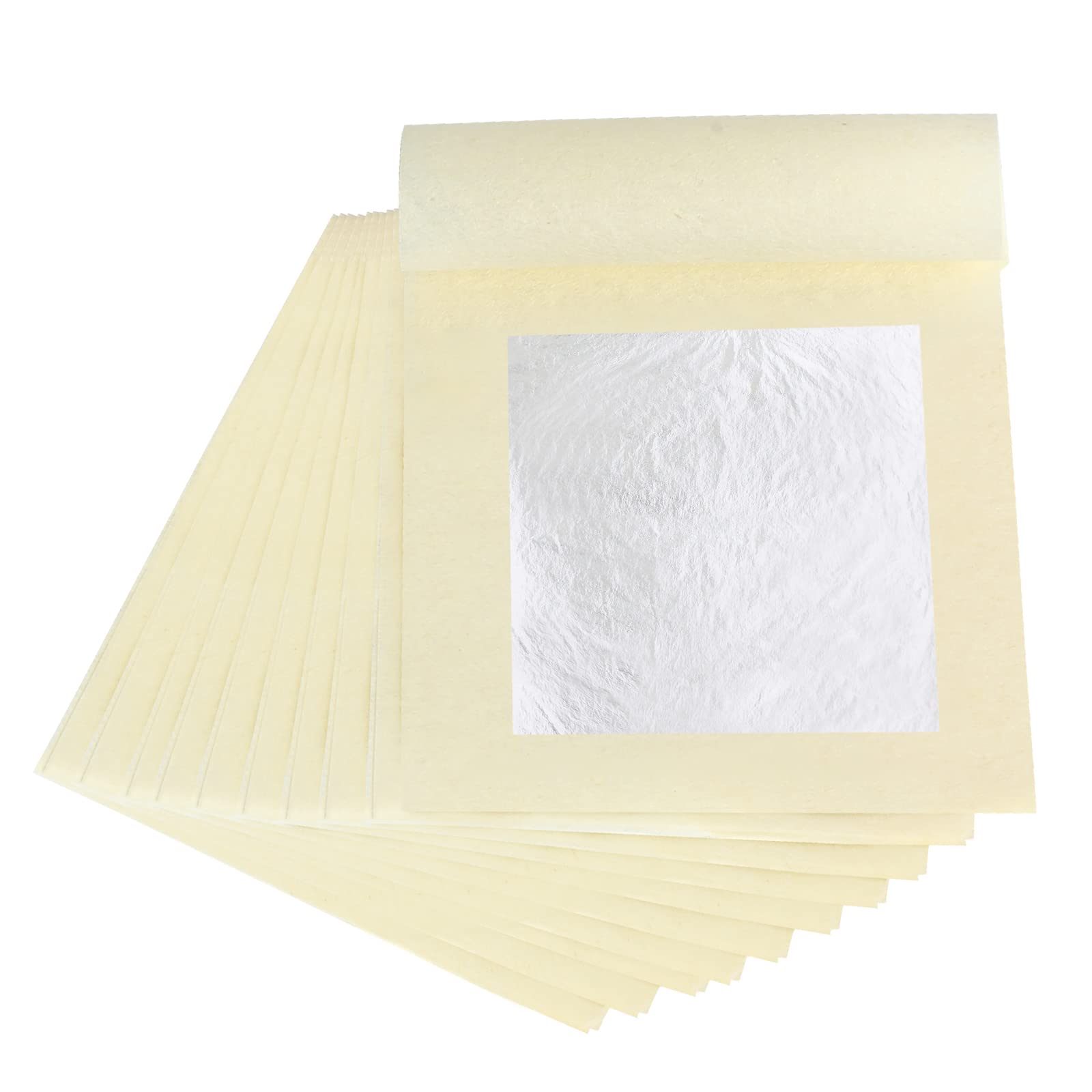VGSEBA Edible Silver Leaf Flakes, 20 Sheets 2.36"x2.36" Silver Leaf Foil Paper for Cooking, Cakes & Chocolates, Decorative Dishes, Decoration Silver Flakes