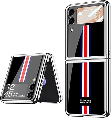 SHIEID Samsung Flip 4 Case - Galaxy Z Flip 4 Case Ultra-Thin Tempered Glass Phone Case - Fashion Electroplated PC Back Cover