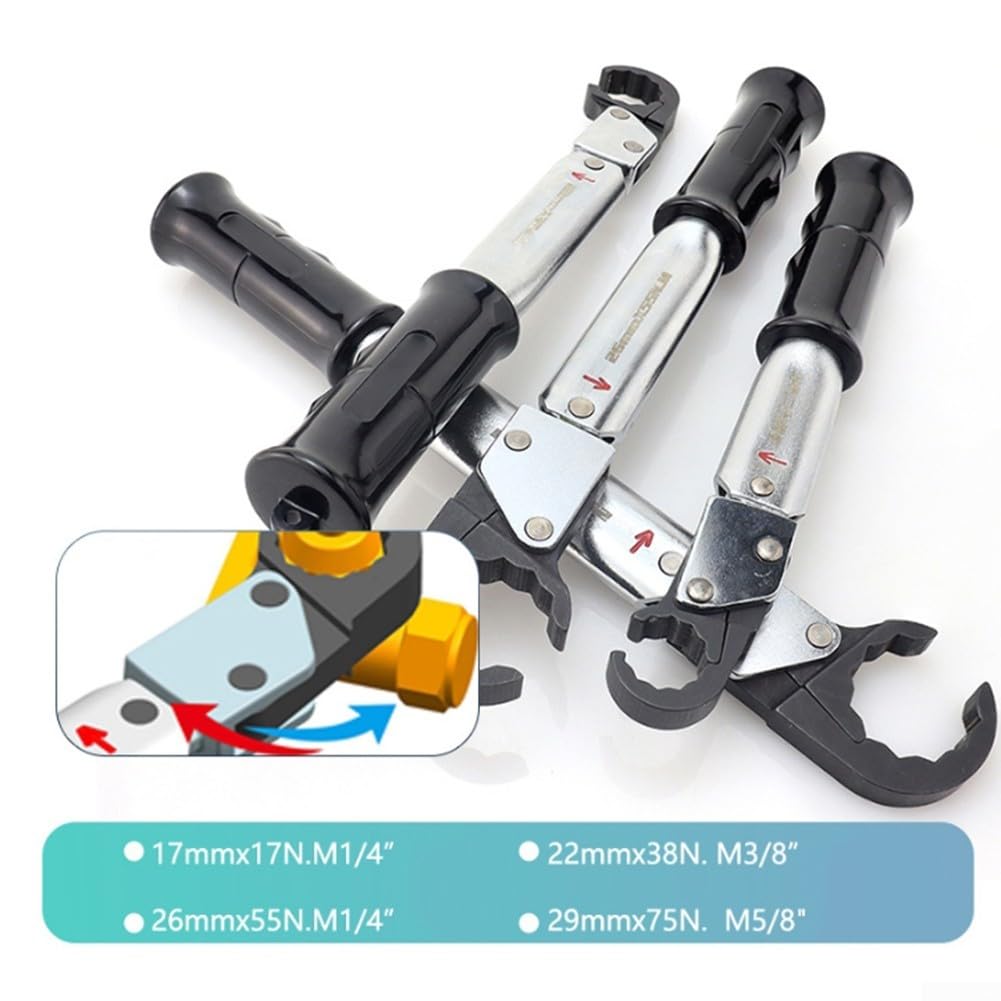 Juego de 4 llaves dinamométricas de trinquete, tamaños completos de 17 mm, 22 mm, 26 mm, 29 mm, acero de aleación de níquel y cromo para reparación de automóviles y aire acondicionado
