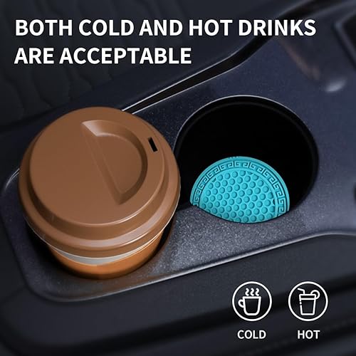 Miniatura 2 de Posavasos para automóvil, 4 portavasos antideslizantes incrustados con diamantes de imitación, accesorios para el interior del automóvil (aguamarina)