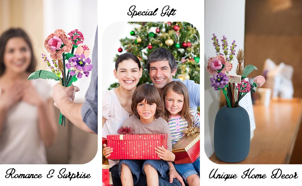 Miniatura 9 de Kit de construcción de mini ramo de flores, flores artificiales para niños y adultos, regalos para el día de San Valentín, día de la madre, rosa