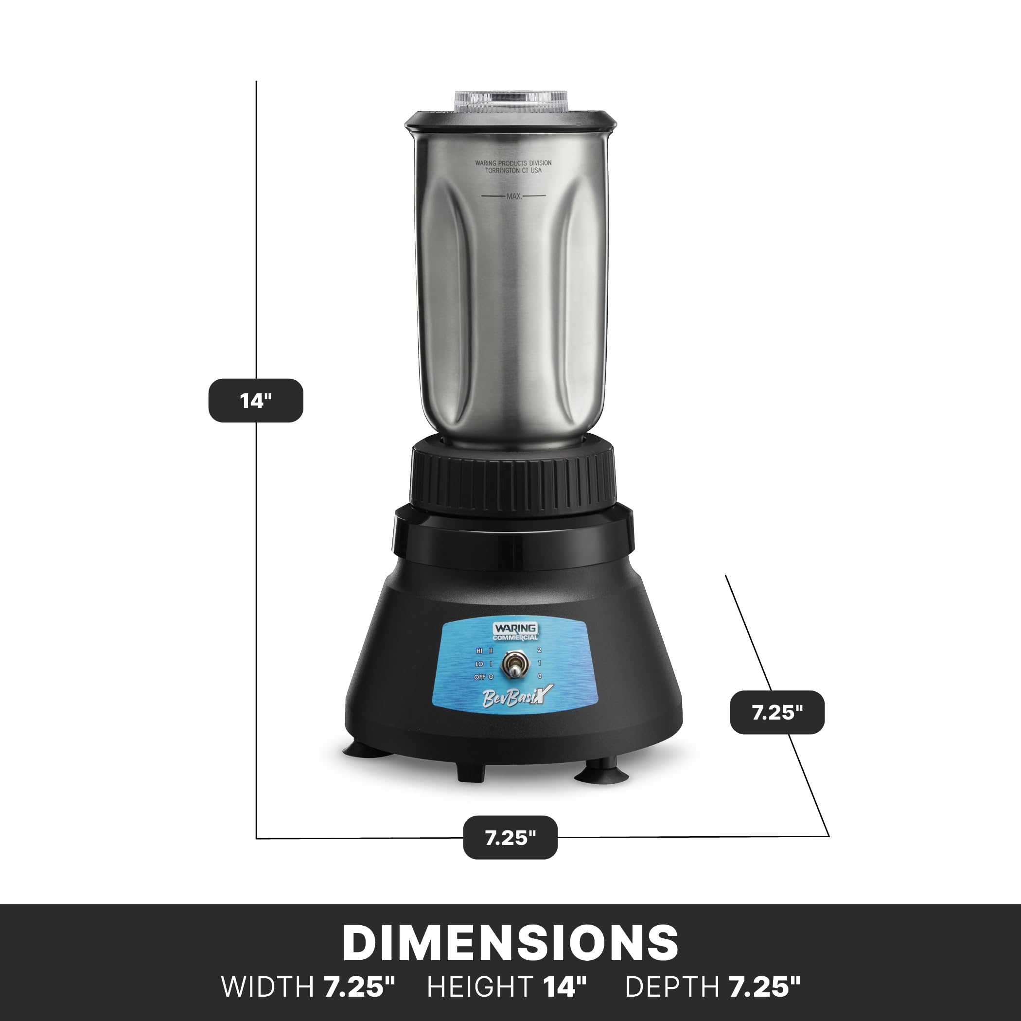 WARING バーブレンダー Waring Commercial Countertop Bar Blender, BevBasix™ Light Duty 1/2