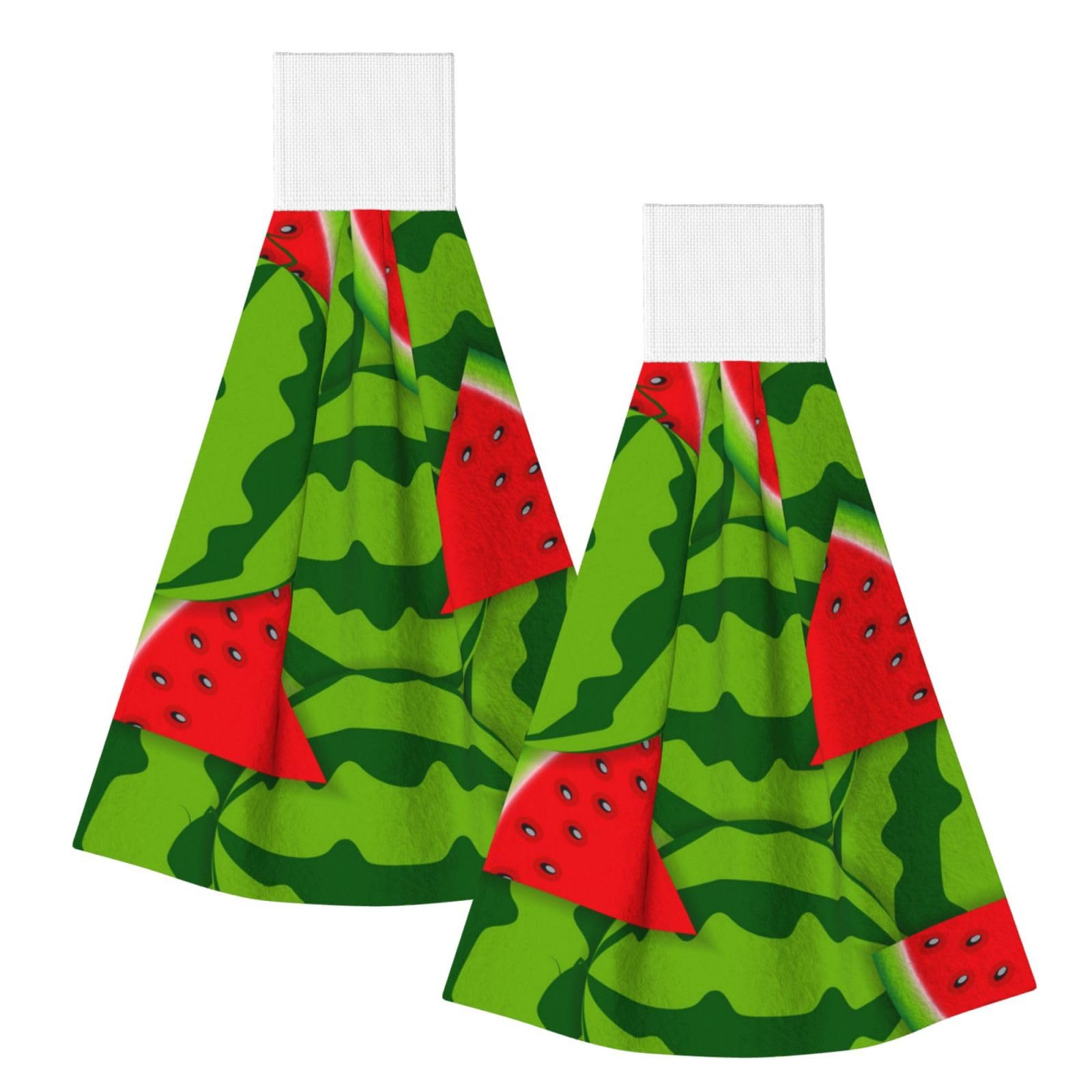 DOPKLNA Watermelon, 2 Pcs Hanging Coral Fiber Hand Towels for Bathroom, Absorbent Kitchen Towels